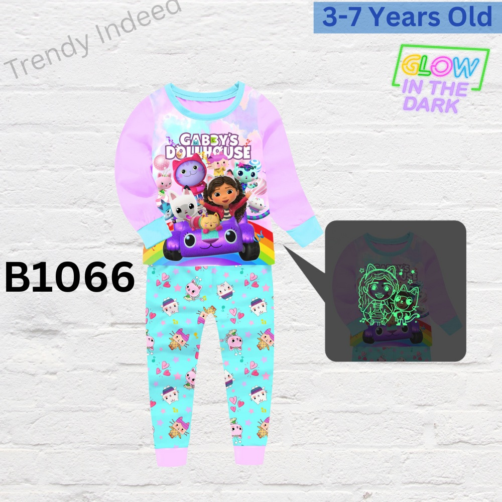 Glow in the dark kids pajamas cartoon inspired sleepwear for ages 3 to 7