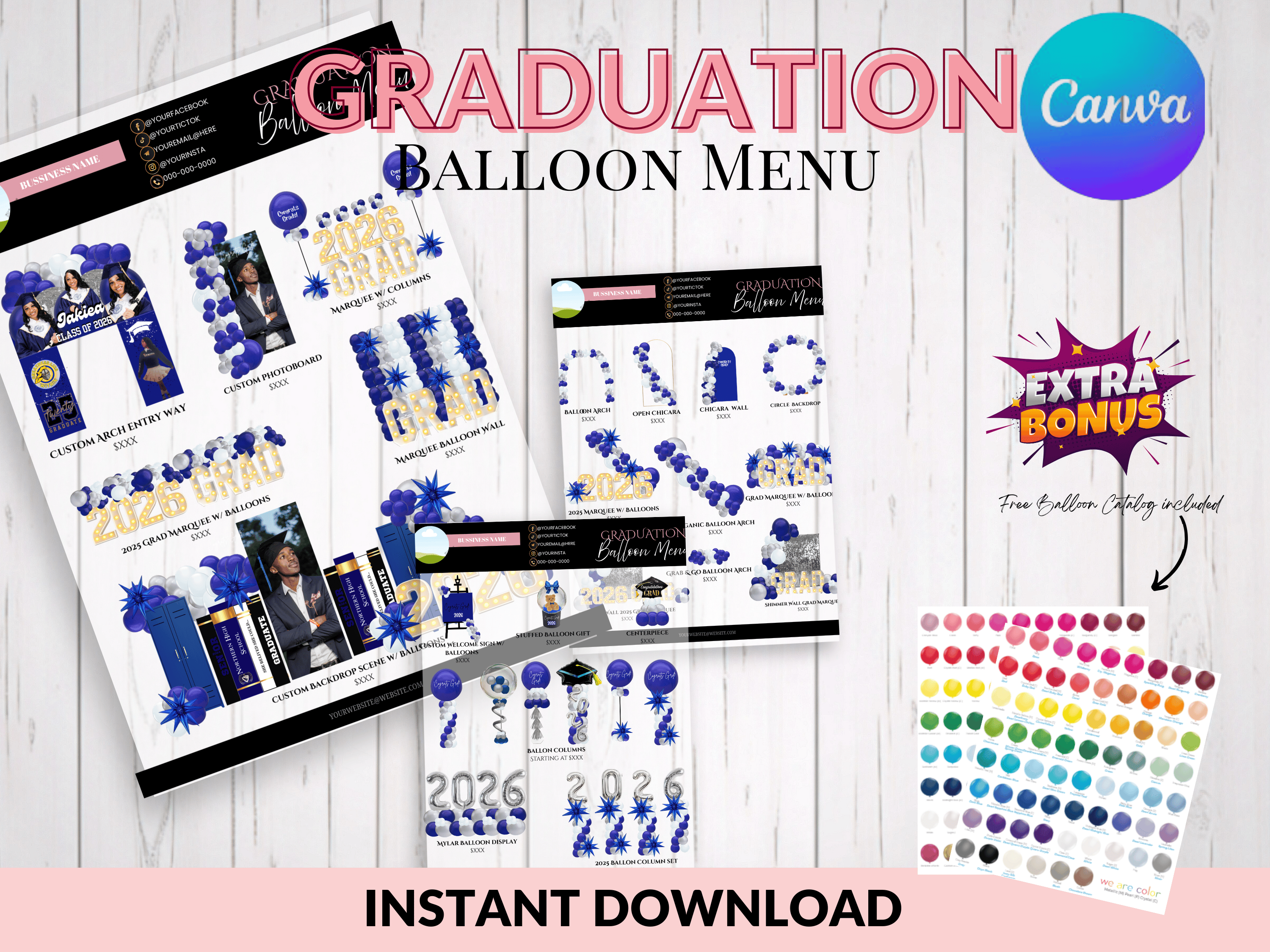 2025 Graduation Balloon Decor Menu Template - Payhip