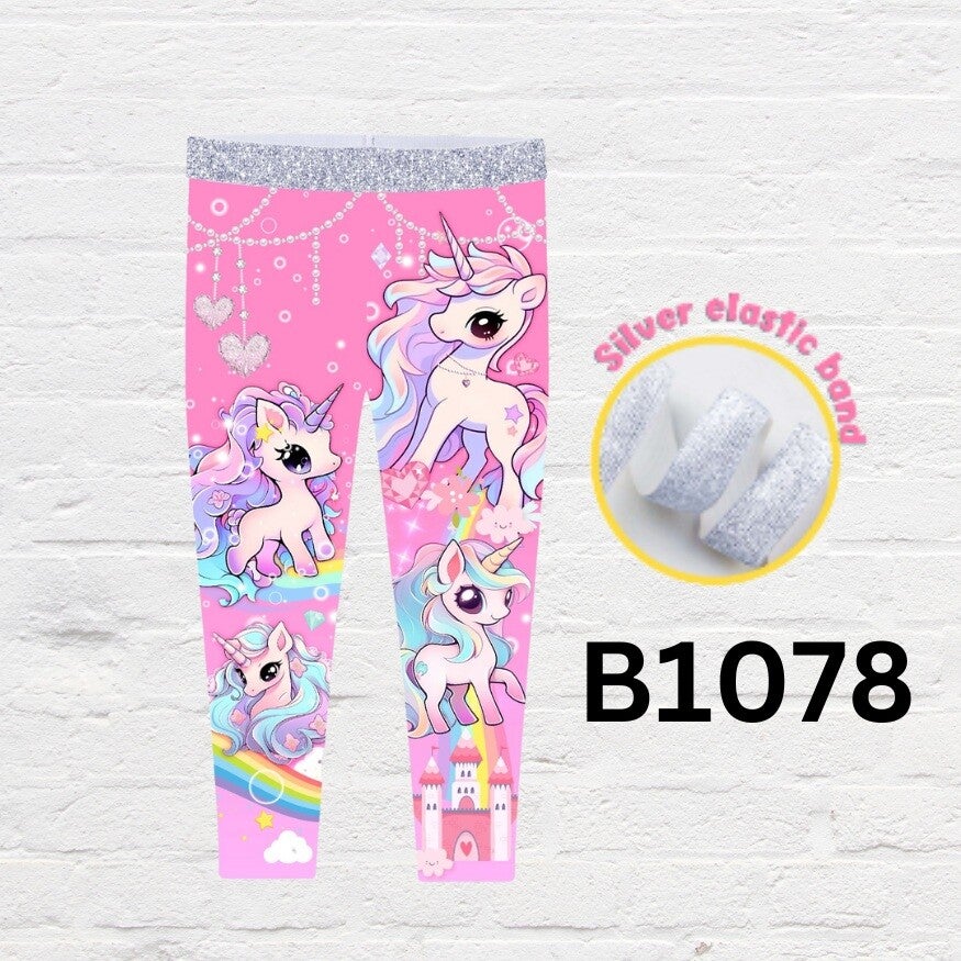 Kids colorful character style leggings breathable girls pants