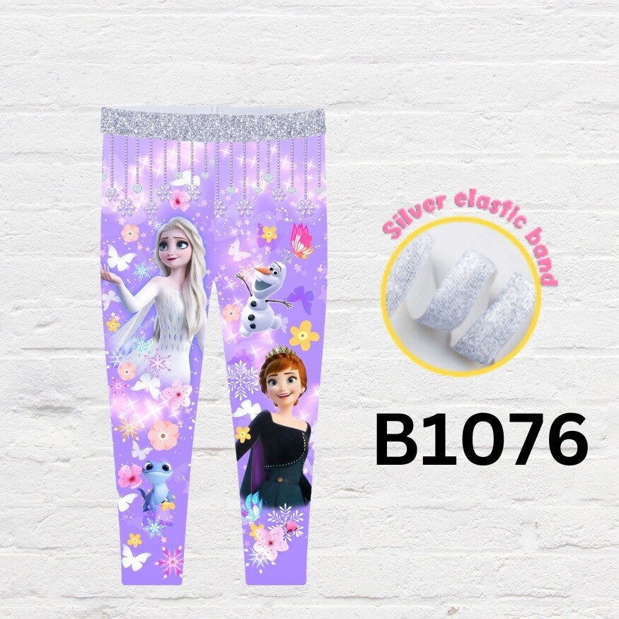 Children stylish graphic leggings soft stretch pants for girls