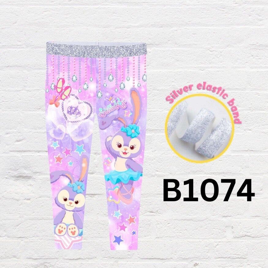 Kids character inspired leggings stretchy casual pants for girls
