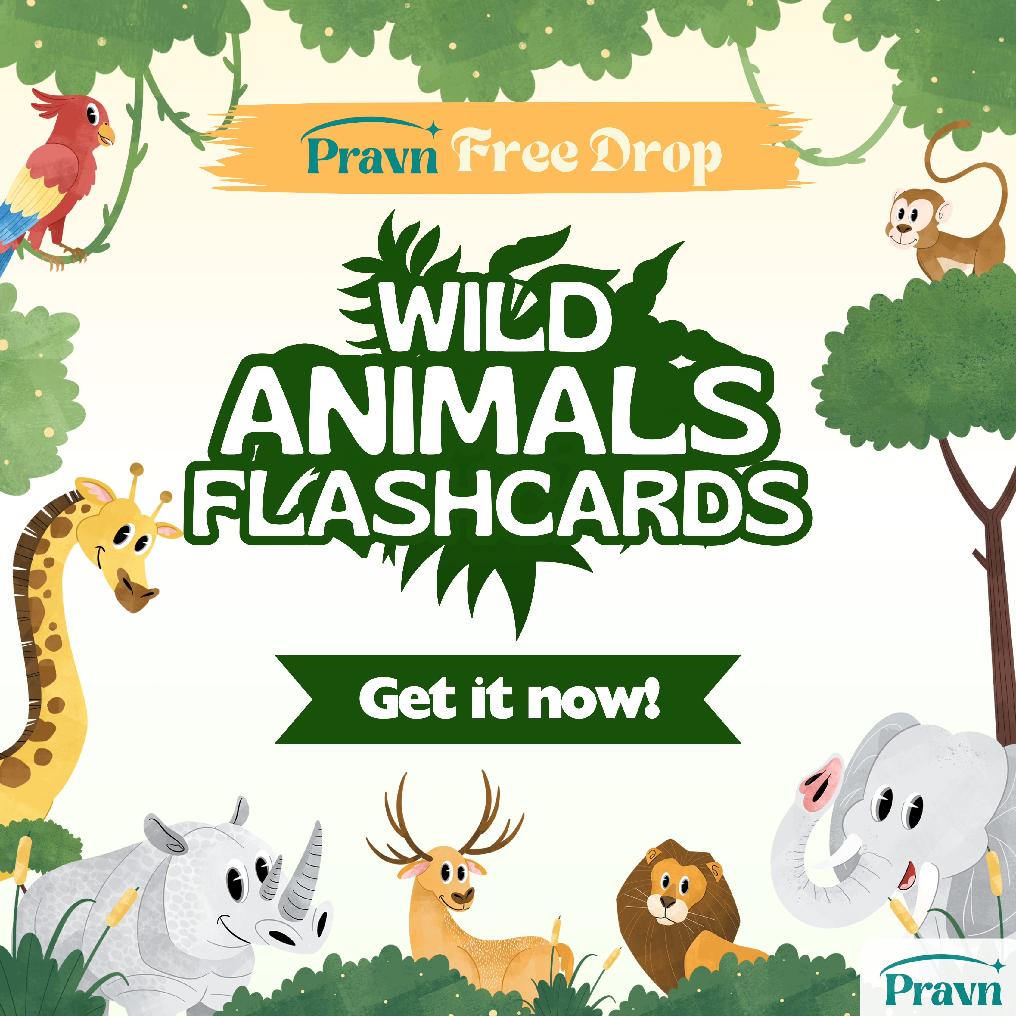 Wild Animals Flashcards | Learning Cards for Kids | 30 Wild Animals ...