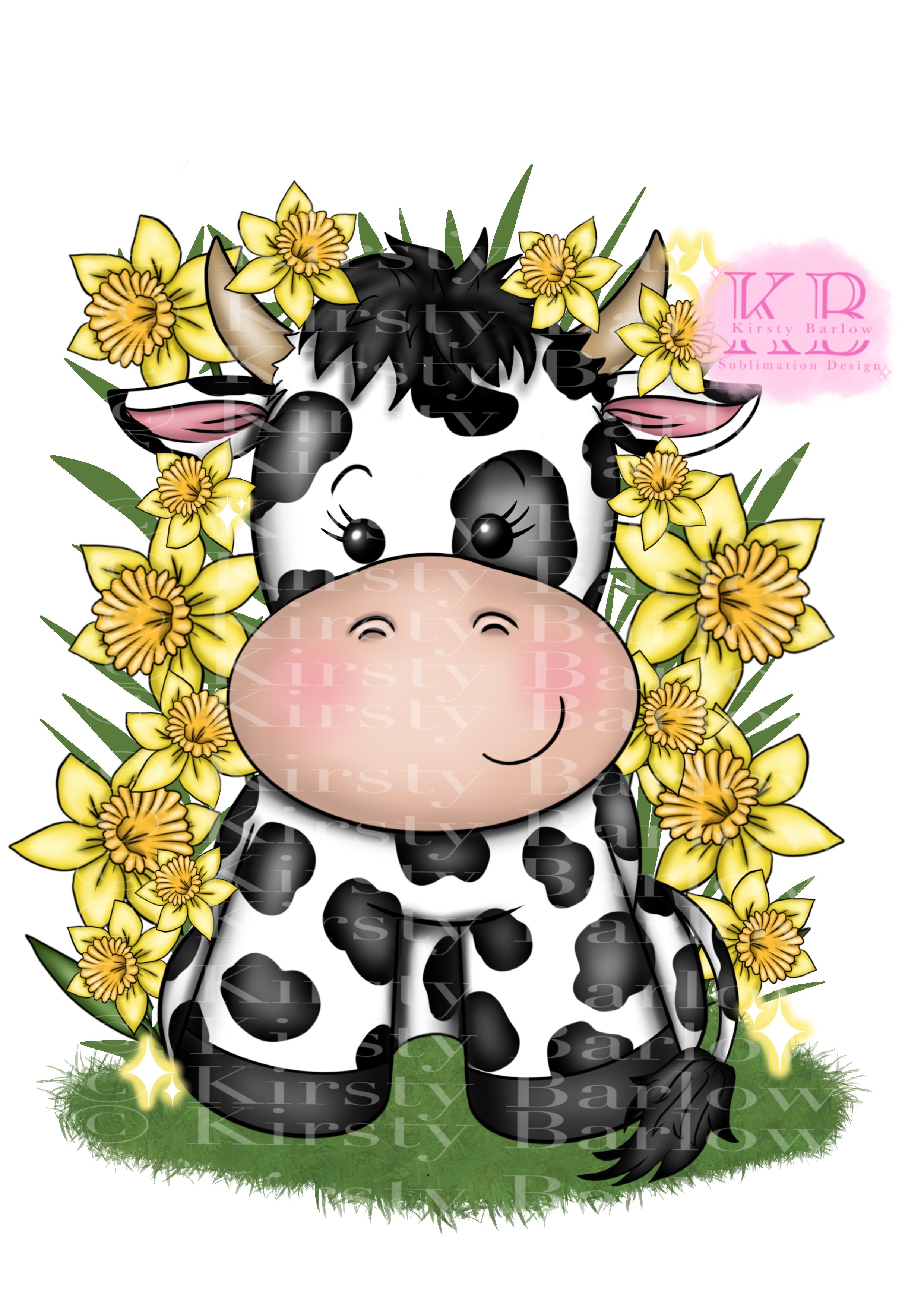 Spring Cow Drawings Spring daffodil cow design - Payhip