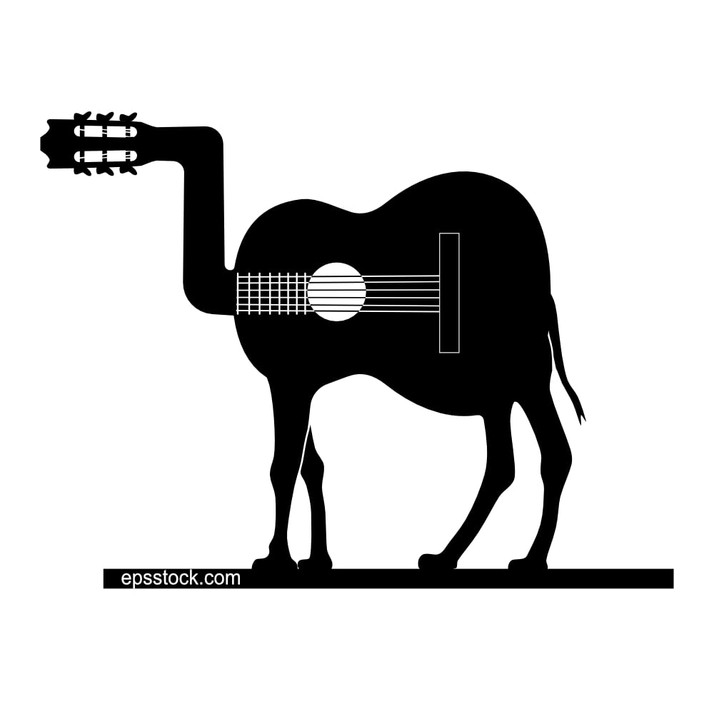 a camel in the shape of a guitar
