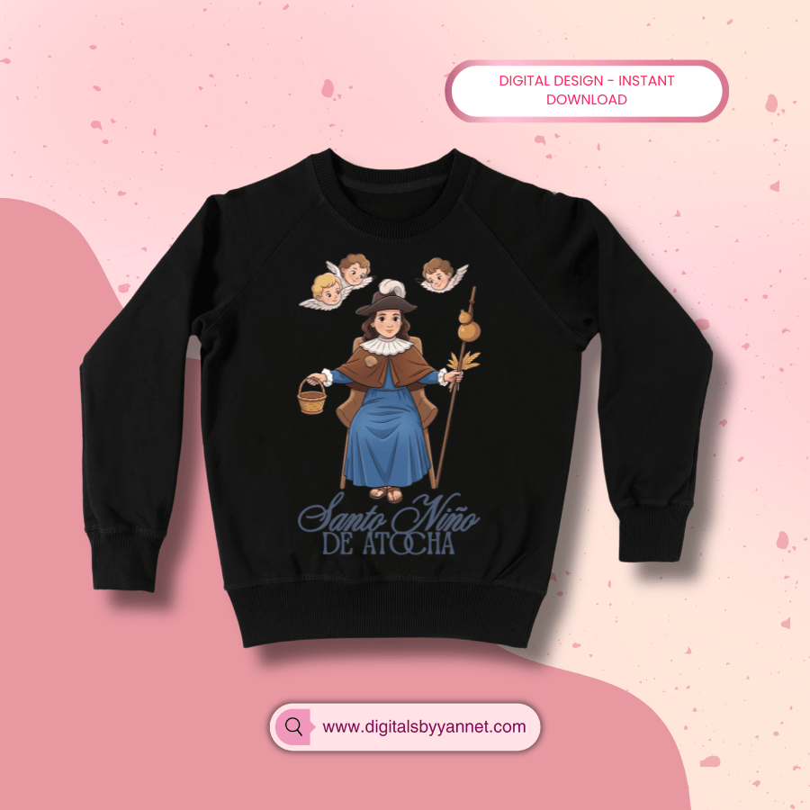 Looking for beautiful Catholic designs? This Santo Niño de Atocha PNG is perfect for sublimation on shirts, mugs, tumblers and stickers. A meaningful religious design great for Catholic creators and faith based gifts.