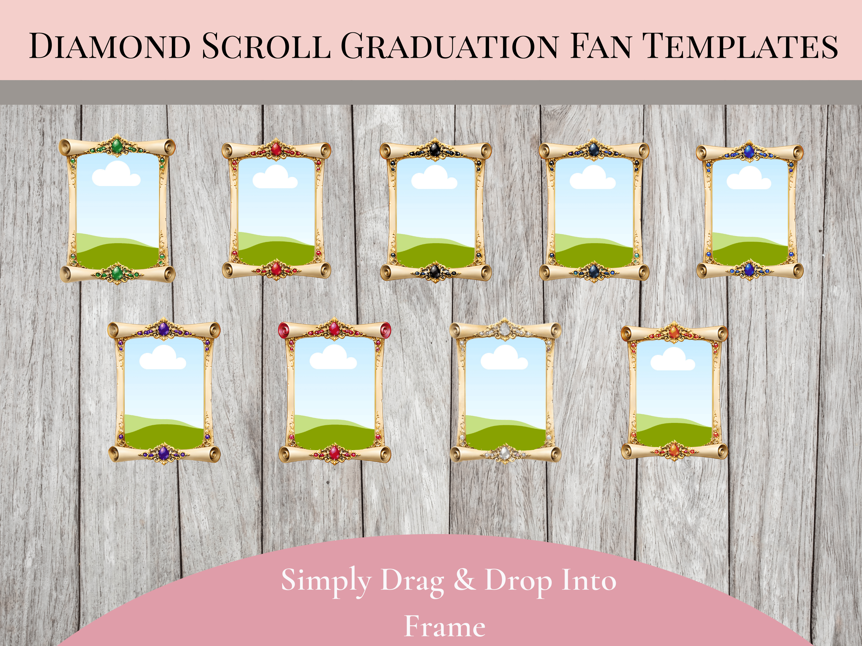 Diamond Scroll Graduation Fan Template Bundle | Editable Canva ...
