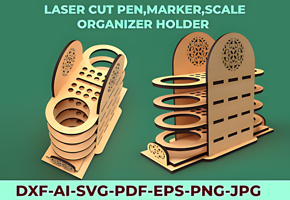 Laser Cut Desk Organizer with Pen Marker