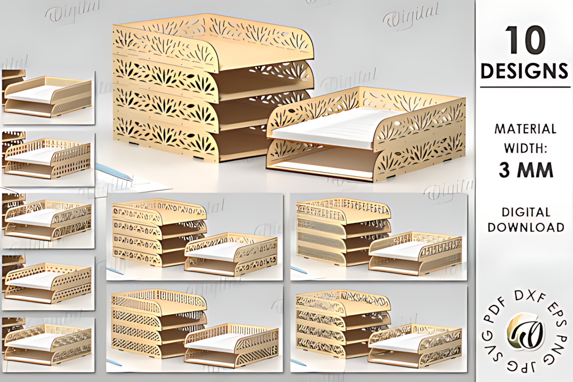 Stacking Paper Trays Laser Cut Bundle