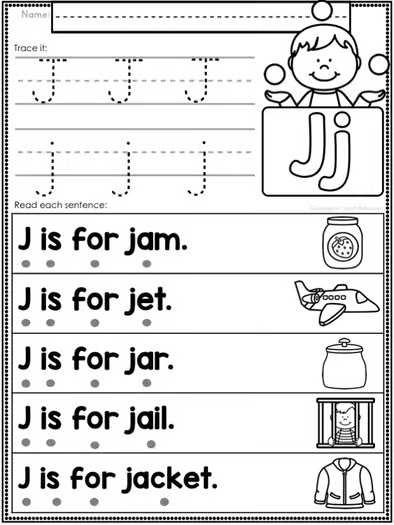 Letter J Worksheets Alphabet Lower and Upper Case | Tracing, Beginning Sounds