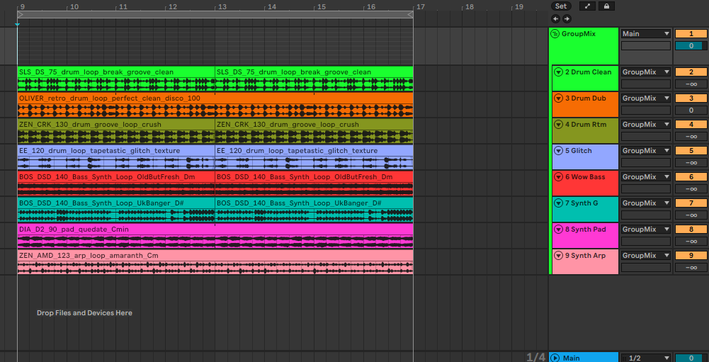 beat level remix ableton, ableton remix technique, track switching ableton, beat switching max for live, groupmix ableton
