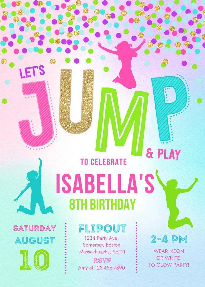 Jump Birthday Invitation | Trampoline & Bounce House Party Canva Template