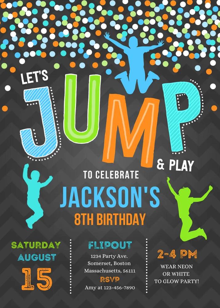 Jump Invitation | Trampoline & Bounce House Party Canva Template