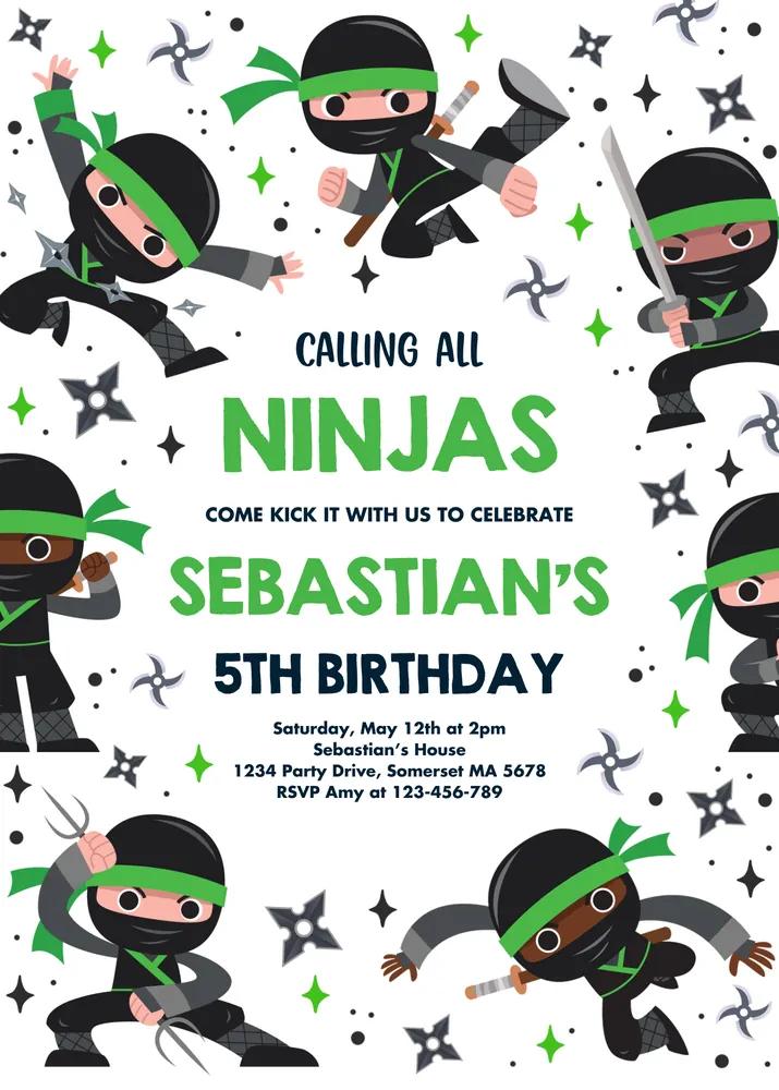 Ninja Birthday Invitation - Editable Karate & Martial Arts Canva Template