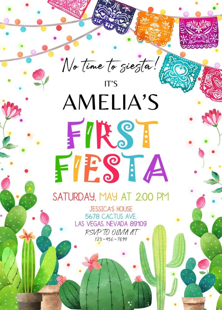Fiesta Birthday Invitation Template - Mexican Cinco De Mayo Party Invite Canva