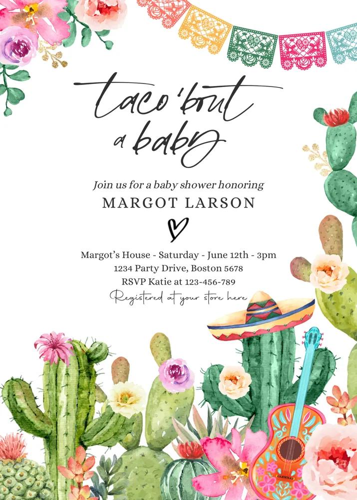 Taco Bout A Baby Shower Invitation | Editable Canva Template Fiesta