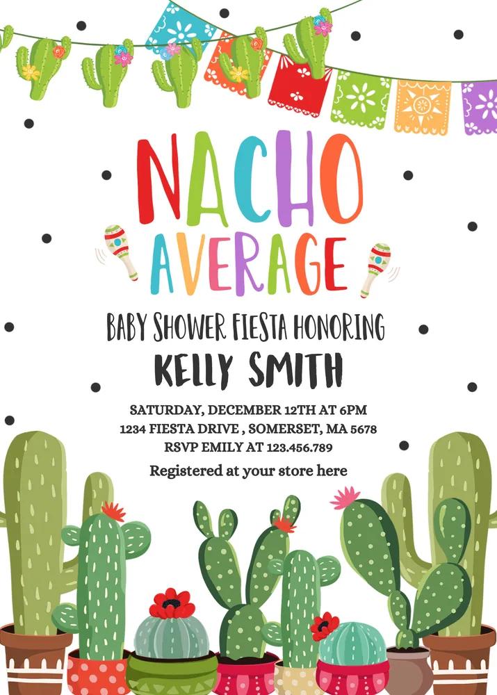 Nacho Average Baby Shower Invitation | Editable Canva Template Fiesta