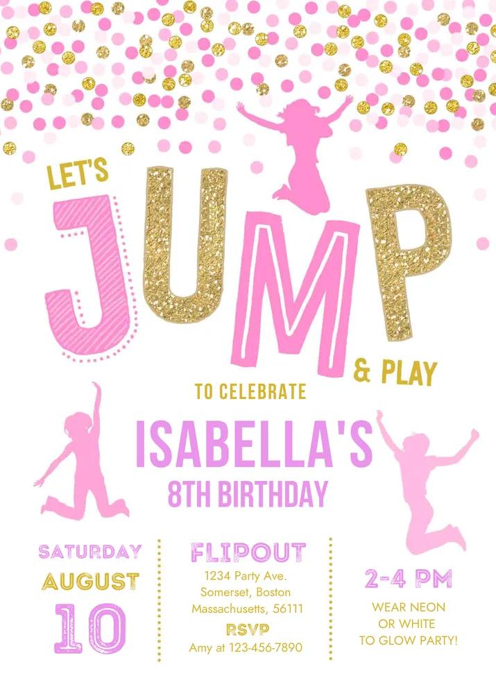 Jump Birthday Invitation Canva Template | Trampoline & Bounce House Party