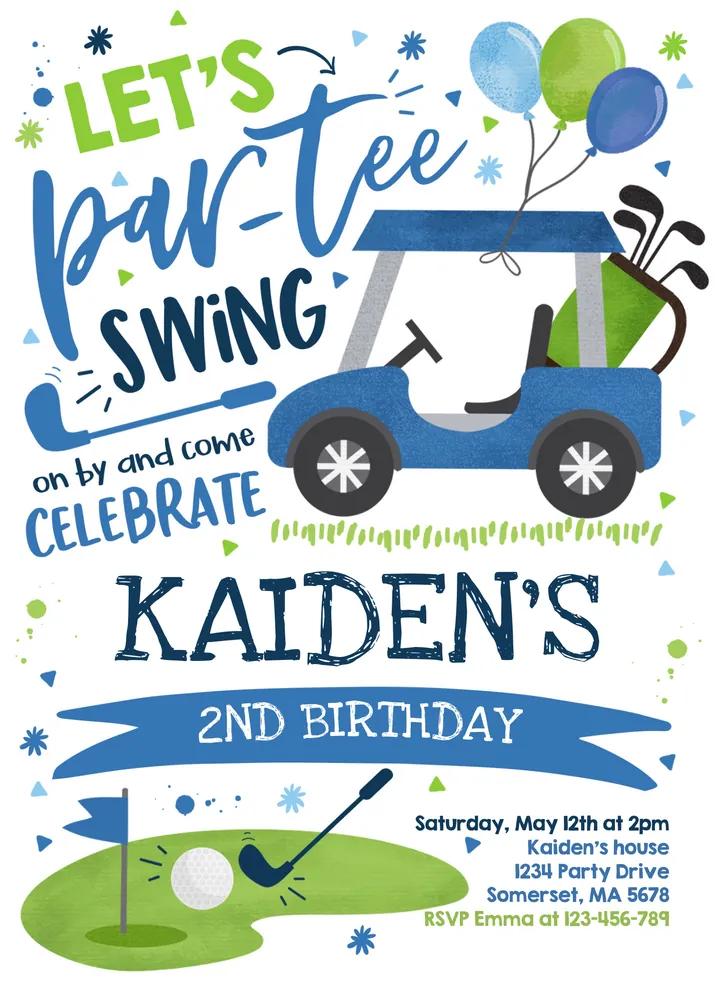Golf Birthday Invitation | Lets Par-Tee Canva Template | Instant Download