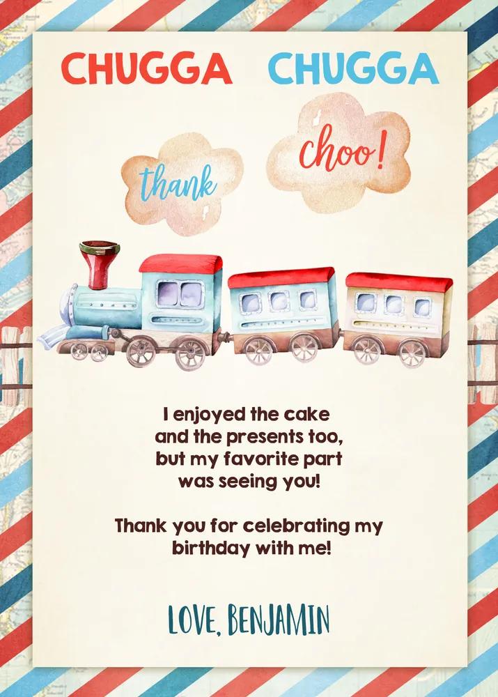 Vintage Train Thank You Card - Editable Canva Template Instant Download