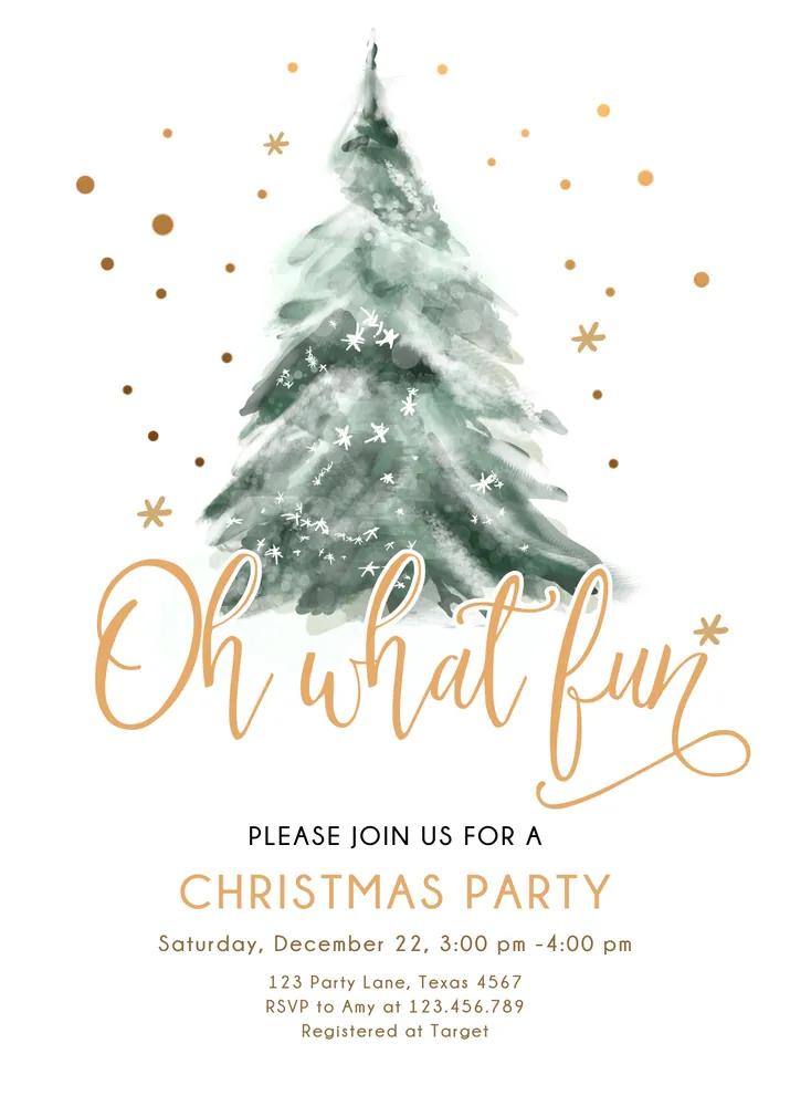 Christmas Party Invitation Canva Template Winter Tree Holiday Birthday Invite