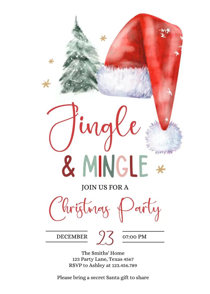 Jingle Mingle Christmas Party Invitation | Editable Canva Template