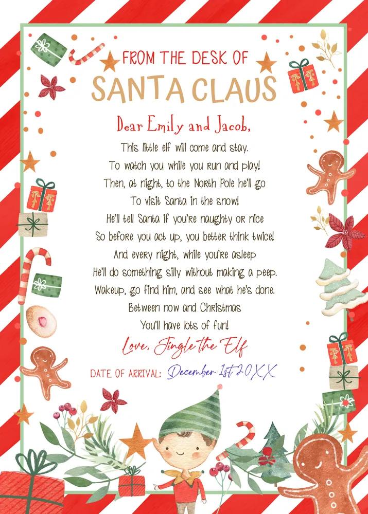 First Time Elf Arrival & Return Letter Canva Template | Editable Welcome Kit