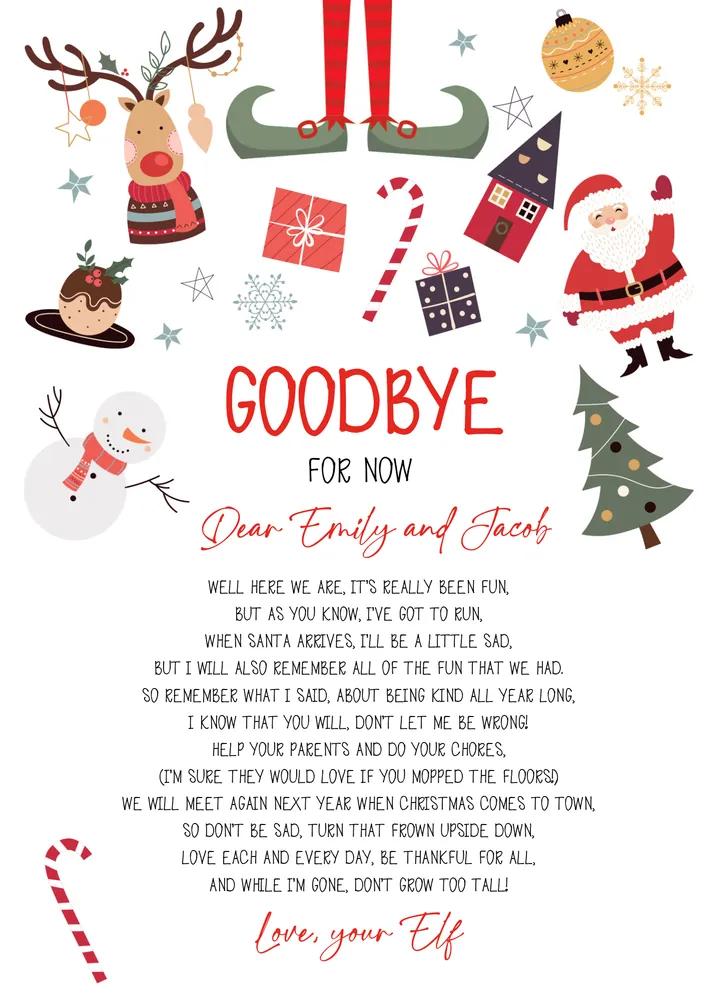 Elf Goodbye Letter Departure Poem - Editable Canva Template Instant Download