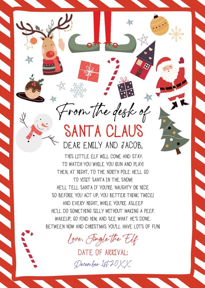 Editable Elf Arrival & Return Letter Set | Christmas Elf Welcome Letter Canva
