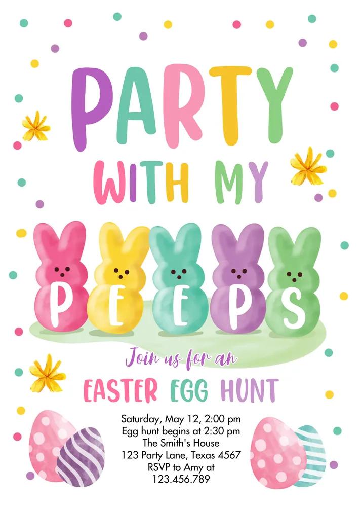 Easter Peeps Invitation | Editable Canva Template Egg Hunt | Instant Download