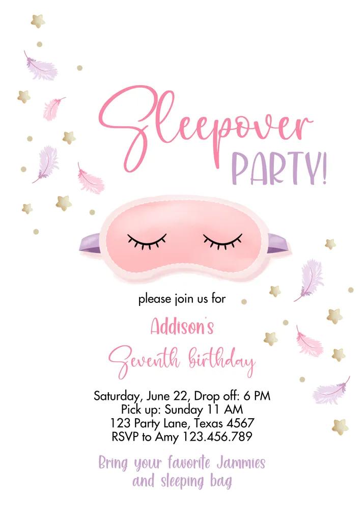 Slumber Party Birthday Invitation Pink Spa Sleepover Canva Template Editable
