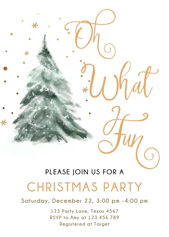 Christmas Party Invitation | Winter Tree Holiday Invite Canva Template