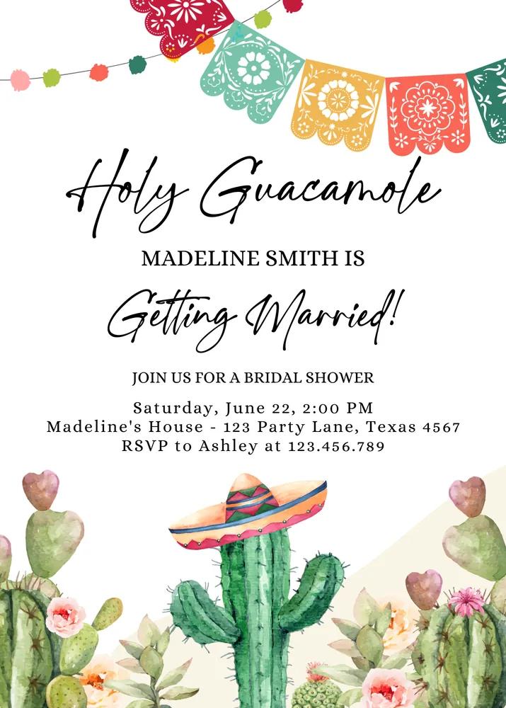 Holy Guacamole Bridal Shower Invitation | Fiesta Couples Shower Canva Template