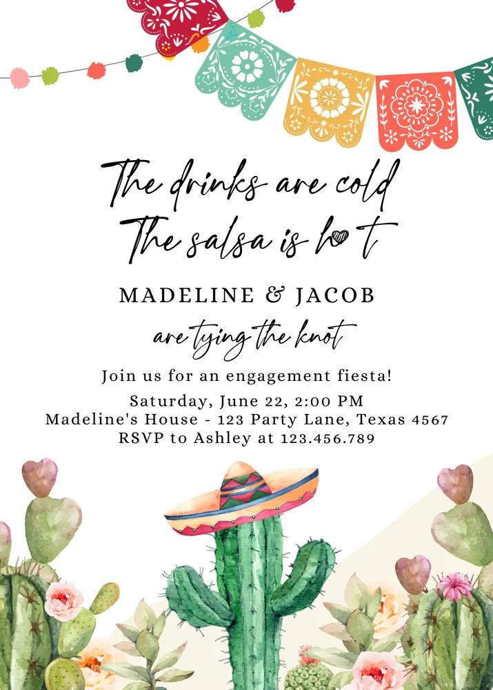 Fiesta Engagement Invitation Template | Editable Canva Mexican Couples Shower