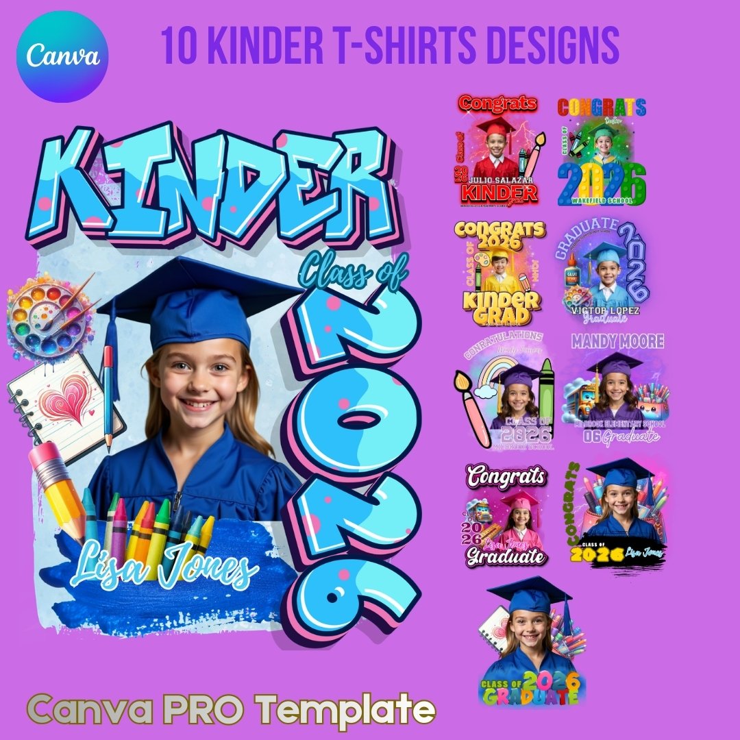 Class Up Designs 10 Kids Graduation Canva Pro Editable Template, Class of 2026 Kids ...