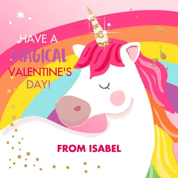Editable Unicorn Valentine Stickers & Tags - Magical School Class Favor Template