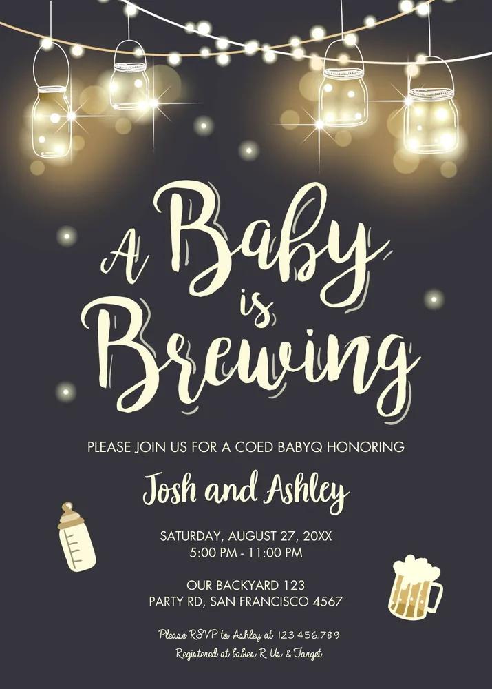 A Baby is Brewing Invitation | BabyQ Couples Shower Canva Template