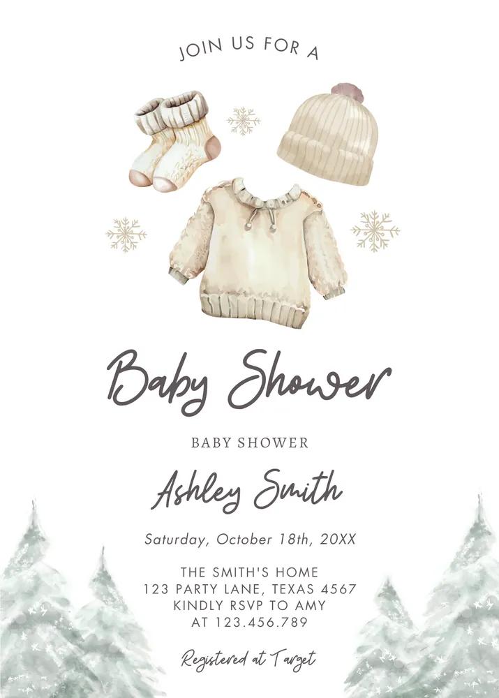 Winter Baby Shower Invitation | Baby Its Cold Outside Canva Template | Christmas