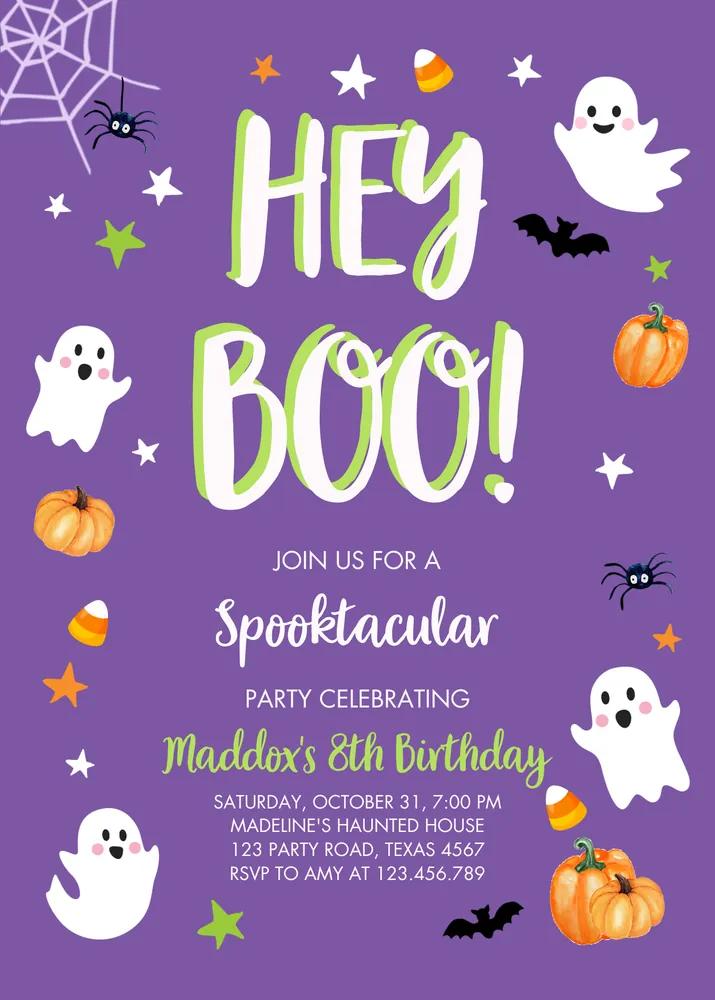 Editable Boy Ghost Halloween Birthday Invitation | Spooky Canva Template
