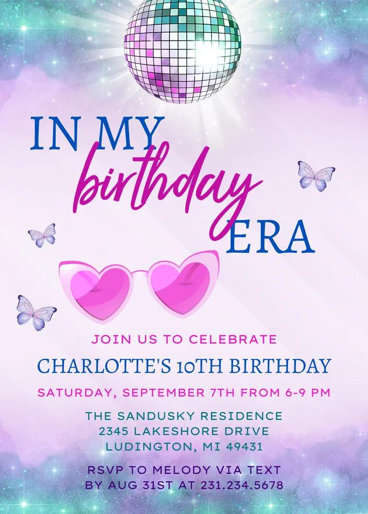 In My Birthday Era Invitation | Teen Girl Music Party | Editable Canva Template