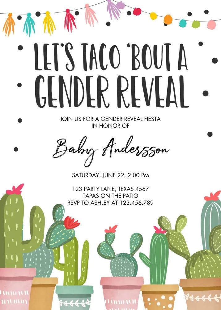 Taco Bout a Gender Reveal Invitation | Editable Mexican Fiesta Canva Template