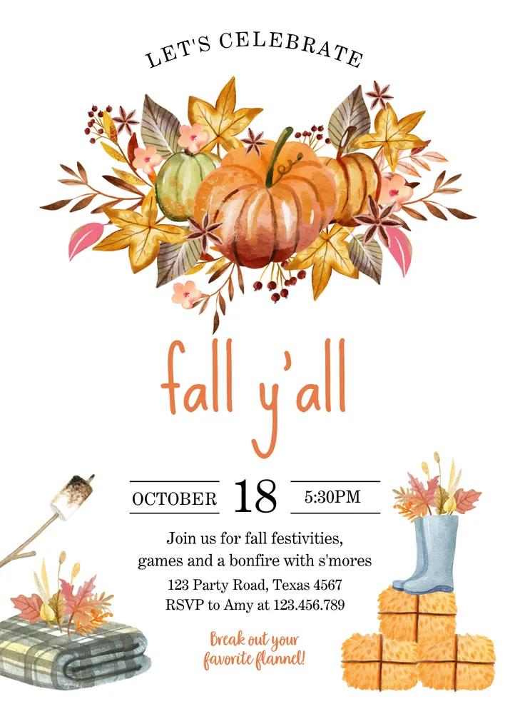 Fall Yall Party Invitation | Editable Canva Template | Neighborhood Fall Fest