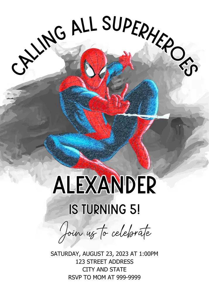Spiderman Birthday Invitation Canva Template - Editable Instant Download