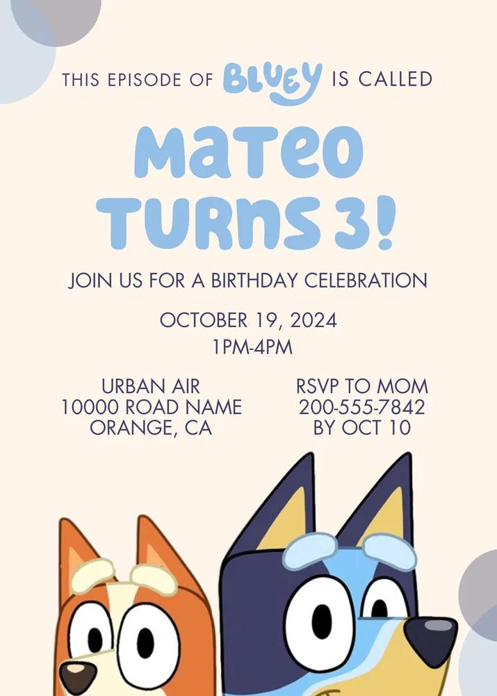 Bluey Birthday Invitation Template - Editable Bluey Episode Invite Canva DIY