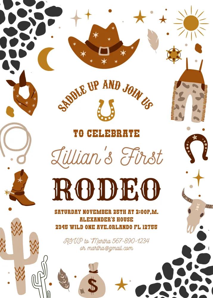My First Rodeo Birthday Invitation | Editable Canva Template Wild West Ranch