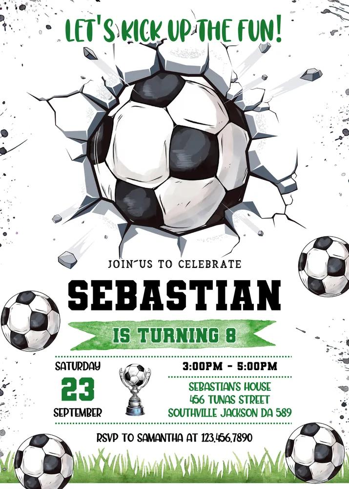 Soccer Birthday Invitation Template | Editable Canva Kids Party Invite | Digital