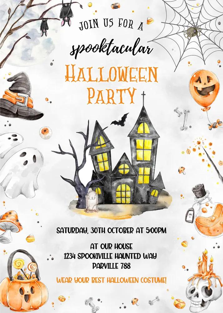 Editable Halloween Party Invitation Template - Horror Birthday Canva Download