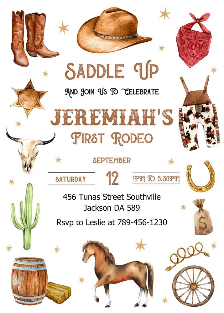 Cowboy Birthday Invitation | Wild West Canva Template | Instant Download