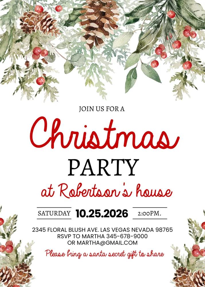 Christmas Party Invitation Template | Editable Holiday Invite Canva