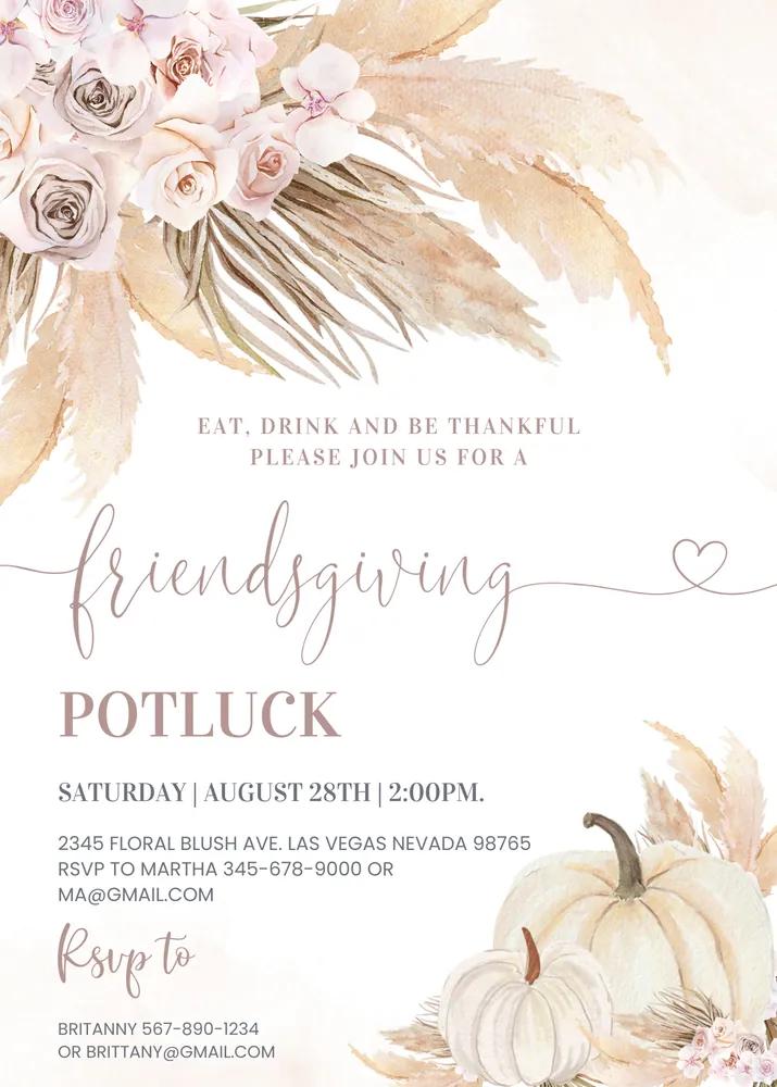 Friendsgiving Invitation Template | Autumn Dinner Party Invite | Canva Editable