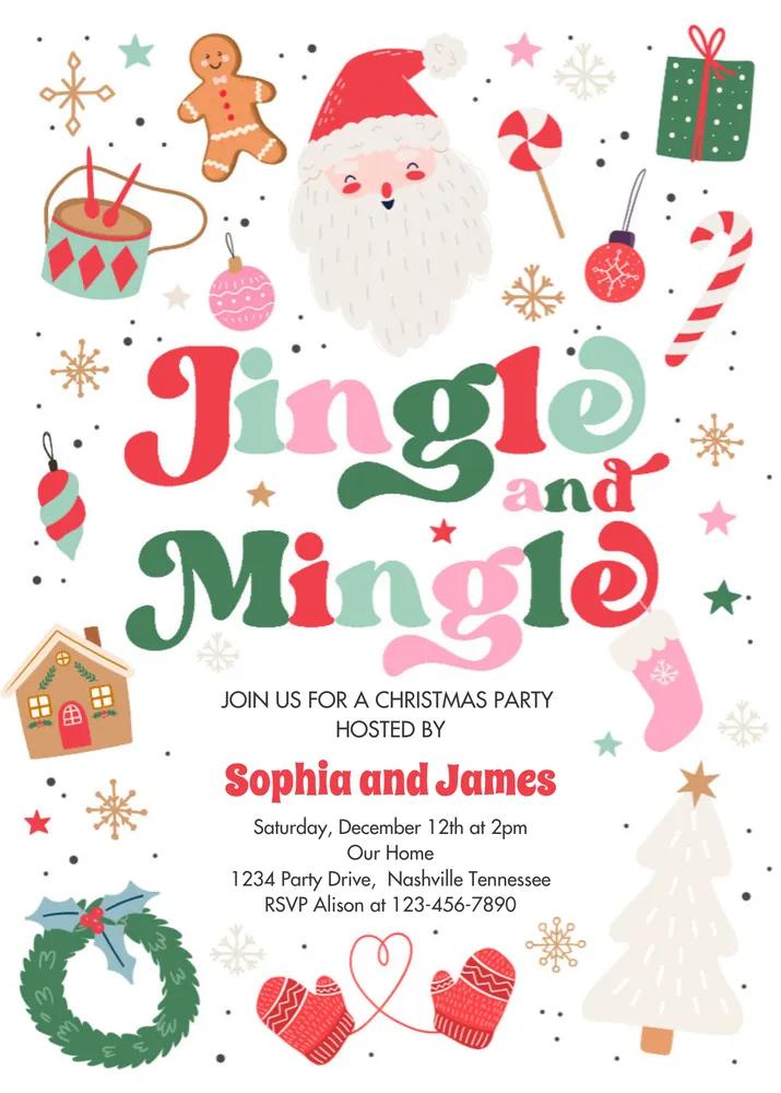 Jingle and Mingle Christmas Party Invitation Canva Template - Editable Invite